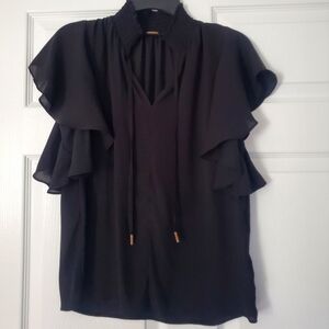 T Tahari ruffle sleeve top size small